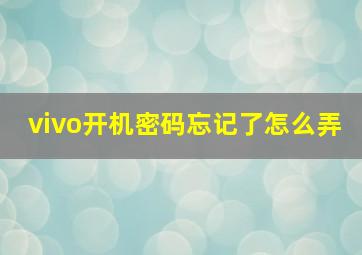 vivo开机密码忘记了怎么弄