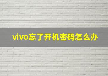 vivo忘了开机密码怎么办