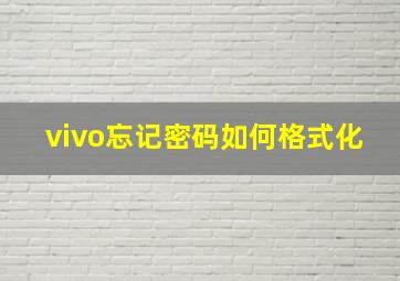 vivo忘记密码如何格式化