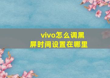 vivo怎么调黑屏时间设置在哪里