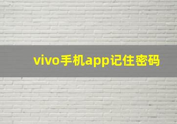 vivo手机app记住密码