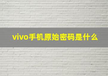 vivo手机原始密码是什么