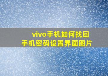 vivo手机如何找回手机密码设置界面图片