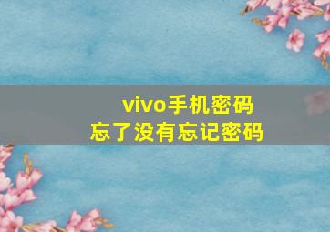 vivo手机密码忘了没有忘记密码