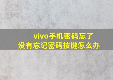 vivo手机密码忘了没有忘记密码按键怎么办