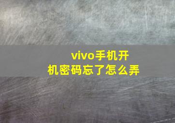 vivo手机开机密码忘了怎么弄