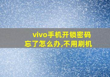 vivo手机开锁密码忘了怎么办,不用刷机