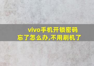 vivo手机开锁密码忘了怎么办,不用刷机了