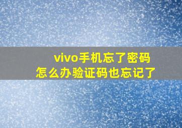 vivo手机忘了密码怎么办验证码也忘记了