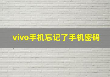 vivo手机忘记了手机密码