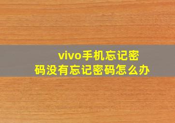 vivo手机忘记密码没有忘记密码怎么办