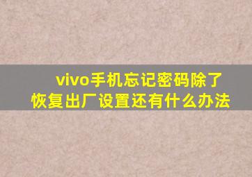 vivo手机忘记密码除了恢复出厂设置还有什么办法