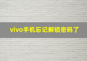 vivo手机忘记解锁密码了