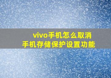 vivo手机怎么取消手机存储保护设置功能