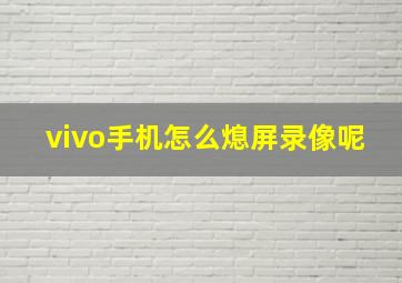 vivo手机怎么熄屏录像呢