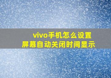 vivo手机怎么设置屏幕自动关闭时间显示