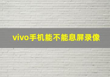 vivo手机能不能息屏录像