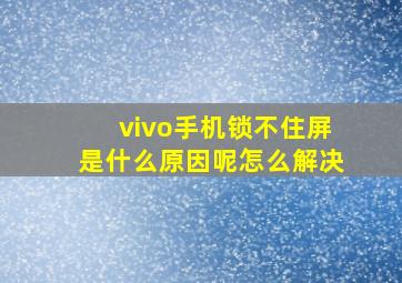 vivo手机锁不住屏是什么原因呢怎么解决