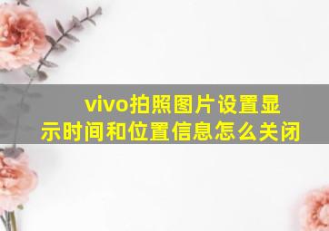 vivo拍照图片设置显示时间和位置信息怎么关闭