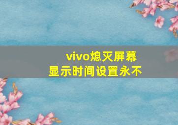 vivo熄灭屏幕显示时间设置永不