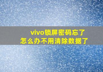 vivo锁屏密码忘了怎么办不用清除数据了