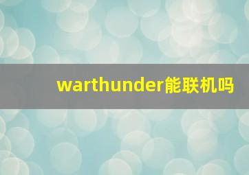 warthunder能联机吗