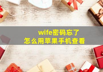 wife密码忘了怎么用苹果手机查看