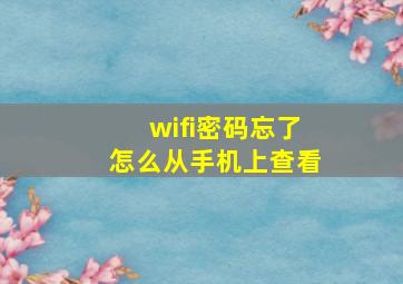 wifi密码忘了怎么从手机上查看