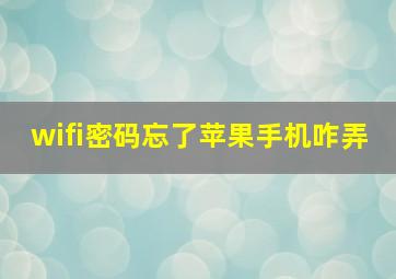 wifi密码忘了苹果手机咋弄