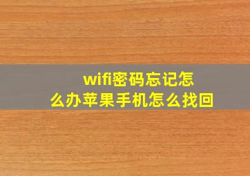 wifi密码忘记怎么办苹果手机怎么找回