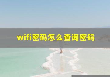 wifi密码怎么查询密码