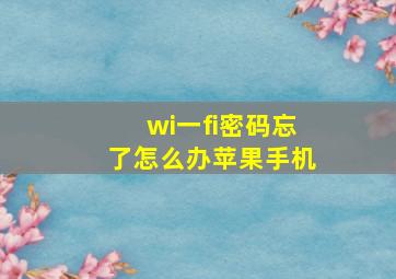 wi一fi密码忘了怎么办苹果手机