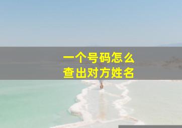 一个号码怎么查出对方姓名