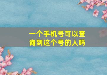 一个手机号可以查询到这个号的人吗