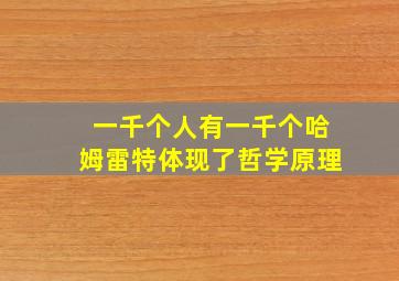 一千个人有一千个哈姆雷特体现了哲学原理