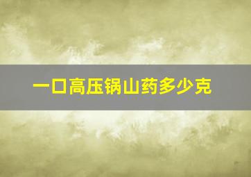 一口高压锅山药多少克