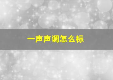 一声声调怎么标