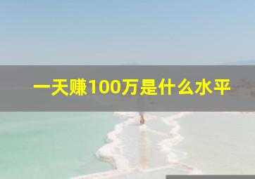 一天赚100万是什么水平