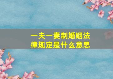 一夫一妻制婚姻法律规定是什么意思