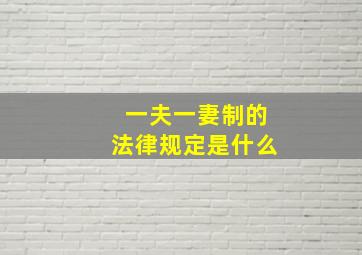 一夫一妻制的法律规定是什么