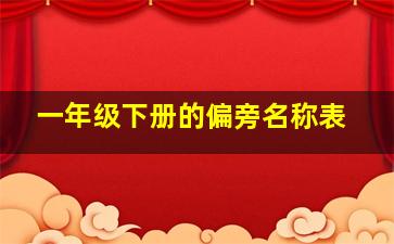 一年级下册的偏旁名称表