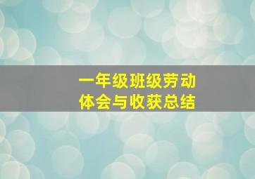 一年级班级劳动体会与收获总结