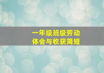 一年级班级劳动体会与收获简短