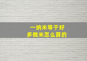 一纳米等于好多微米怎么算的