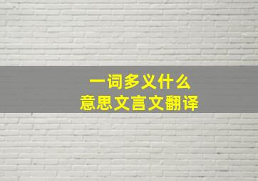 一词多义什么意思文言文翻译