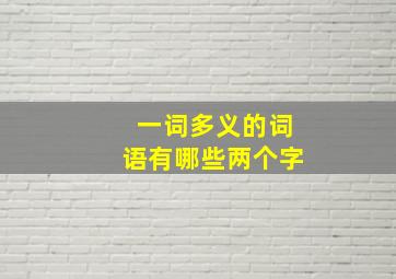 一词多义的词语有哪些两个字