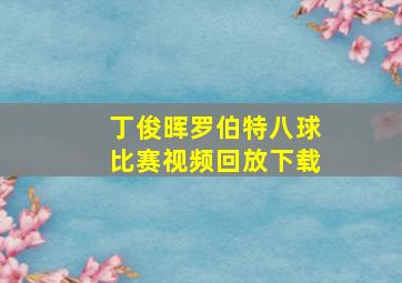 丁俊晖罗伯特八球比赛视频回放下载