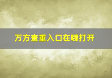 万方查重入口在哪打开