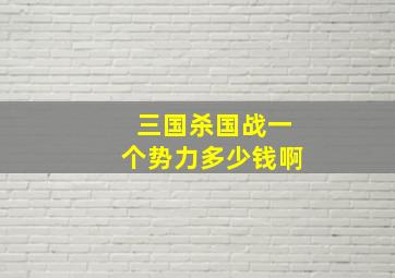 三国杀国战一个势力多少钱啊