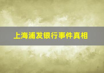 上海浦发银行事件真相